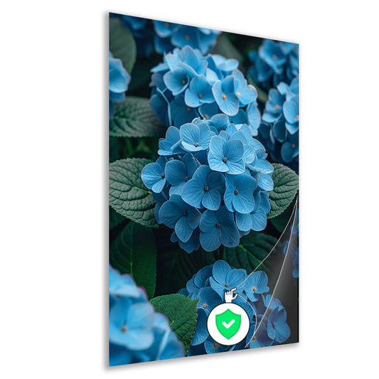 Blauwe bloemen in de tuin poster