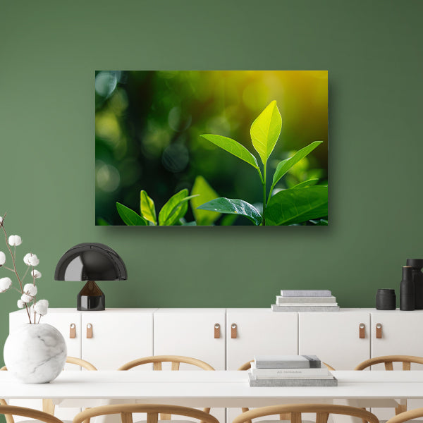 Helder Groen Blad in Zonlichtposter