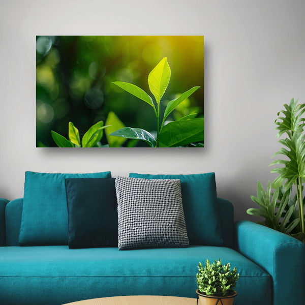 Helder Groen Blad in Zonlichtposter