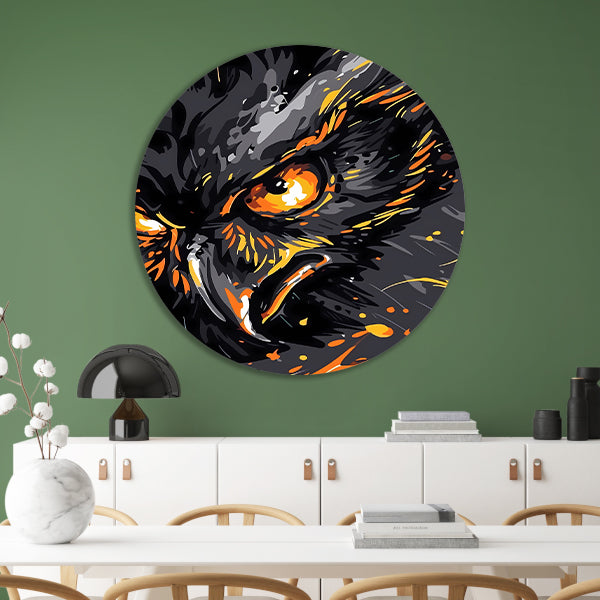 Dynamisch abstract portret van een uil forex muurcirkel