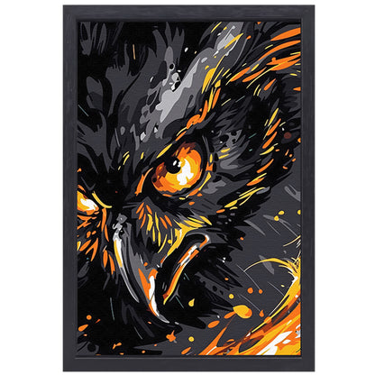 Dynamisch abstract portret van een uil canvas met baklijst