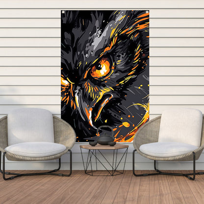 Dynamisch abstract portret van een uil tuinposter