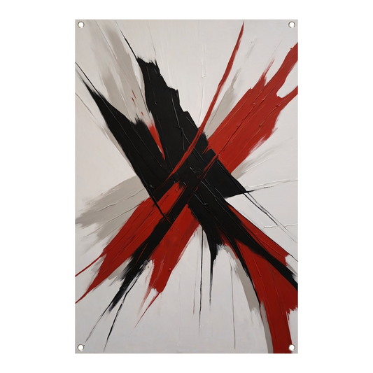 Abstracte Dynamiek in Zwart en Rood tuinposter