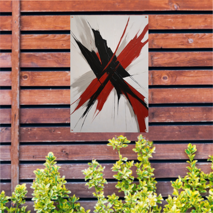 Abstracte Dynamiek in Zwart en Rood tuinposter
