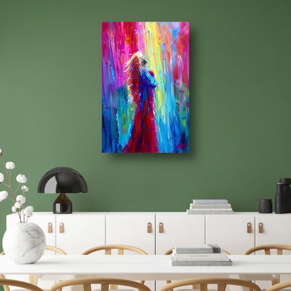 Kleurrijke abstracte papegaai in levendige tinten poster