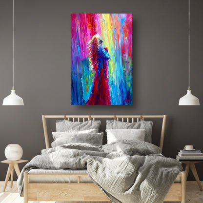 Kleurrijke abstracte papegaai in levendige tinten poster