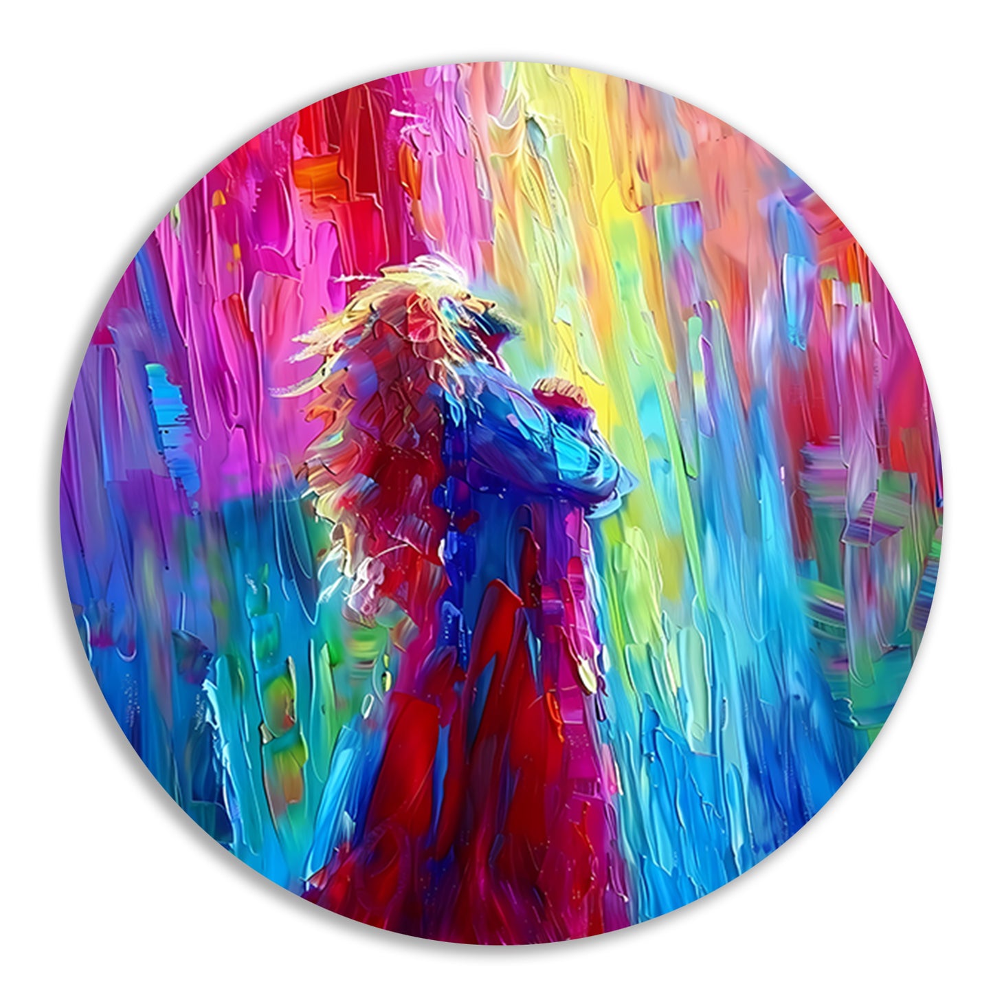 Kleurrijke abstracte papegaai in levendige tinten aluminium muurcirkel