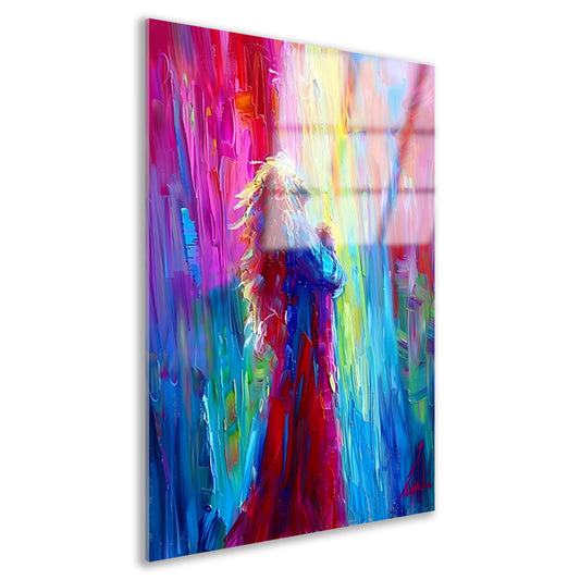 Kleurrijke abstracte papegaai in levendige tinten acrylglas