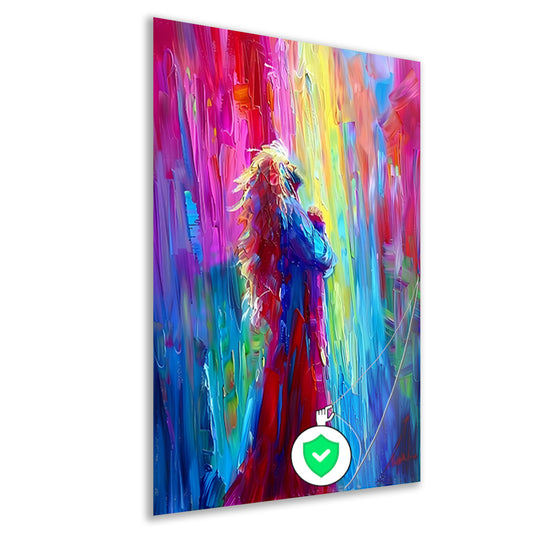 Kleurrijke abstracte papegaai in levendige tinten poster