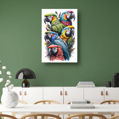 Abstracte lijnencompositie in primaire kleuren canvas met baklijst