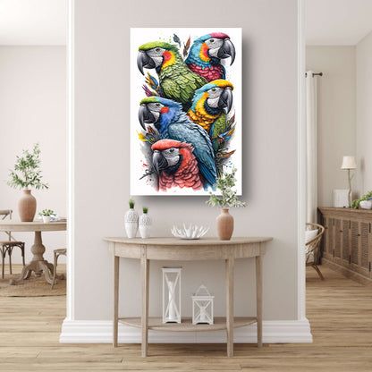 Abstracte lijnencompositie in primaire kleuren canvas met baklijst