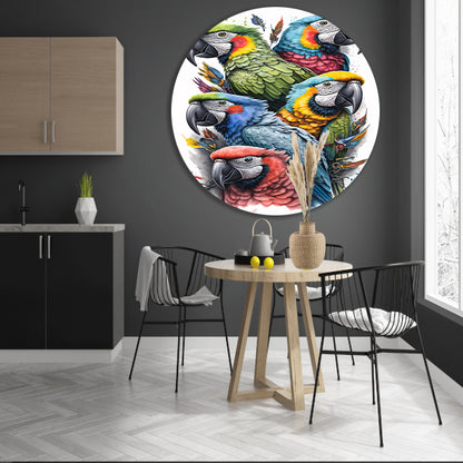Abstracte lijnencompositie in primaire kleuren aluminium muurcirkel
