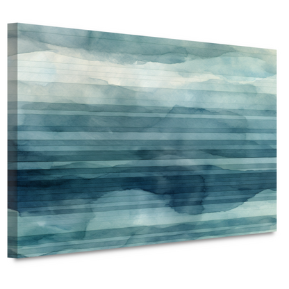 Aquarel landschap met blauwe lucht en witte wolken canvas