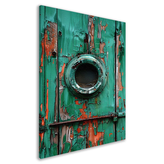 Verweerd Raam in Afbladderende Groene Verf canvas