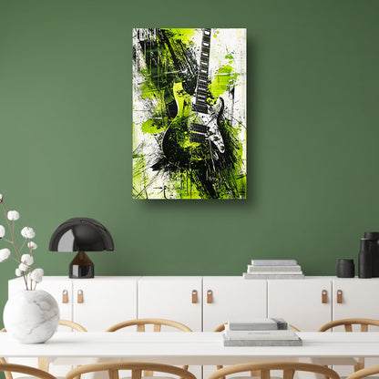 Abstracte gitaar kunst met levendige spatten acrylglas
