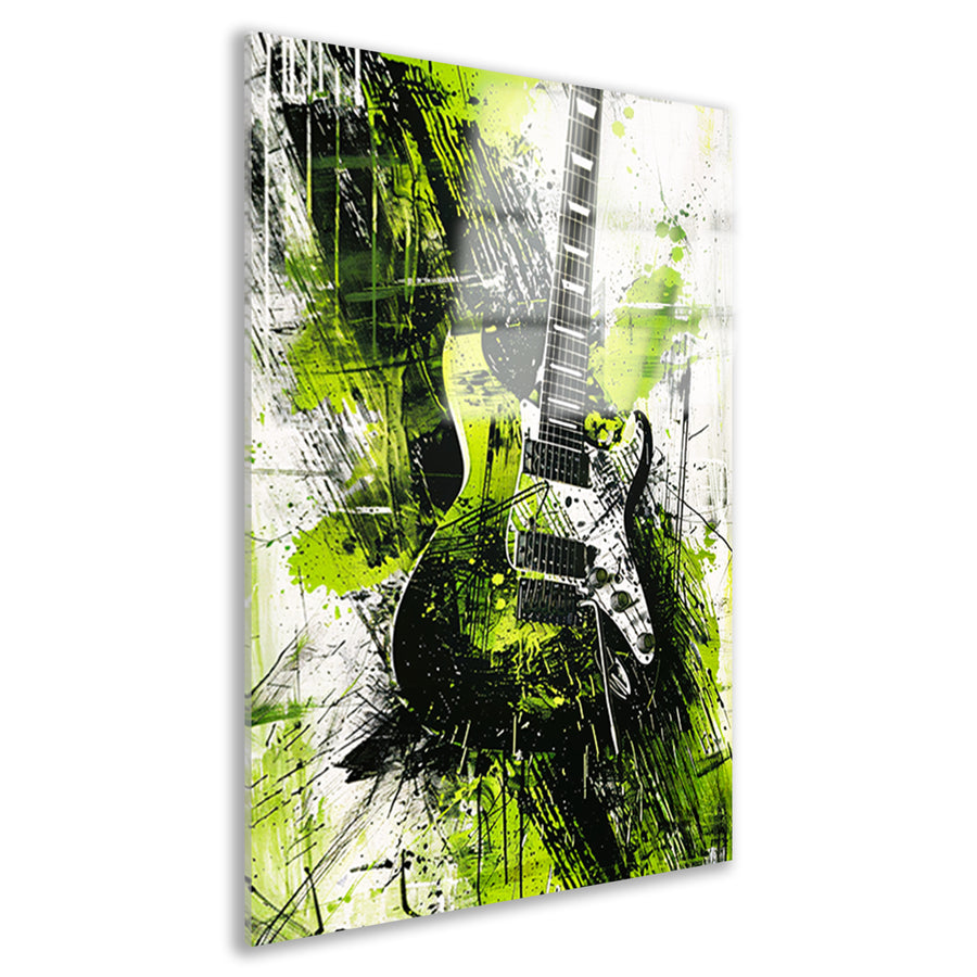 Abstracte gitaar kunst met levendige spatten acrylglas