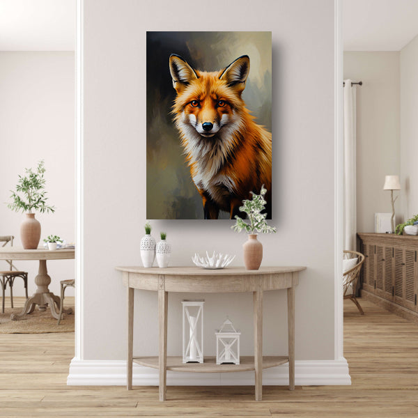Intense Oogopslag van een Kleurrijke Vos canvas