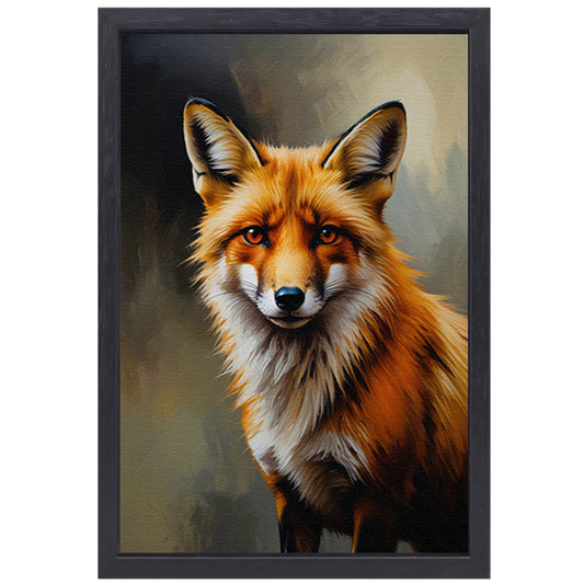 Intense Oogopslag van een Kleurrijke Vos canvas met baklijst