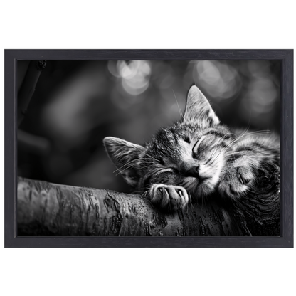 Slapende kitten op boomtak canvas met baklijst