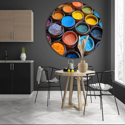Minimalistisch potten stilleven aluminium muurcirkel