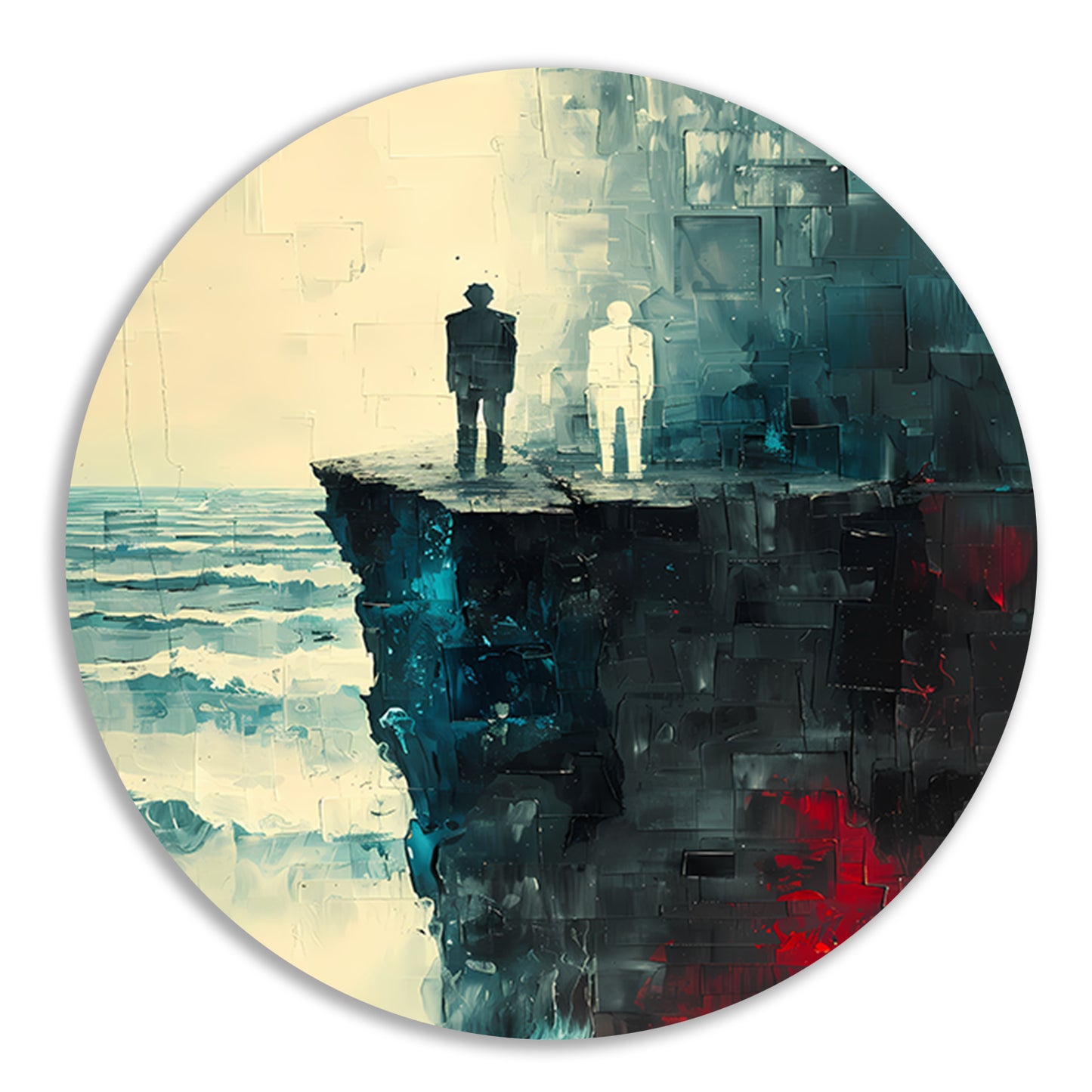 Reflectie aan de rand van vergetelheid aluminium muurcirkel