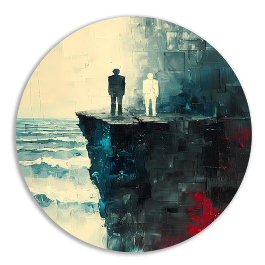 Reflectie aan de rand van vergetelheid aluminium muurcirkel