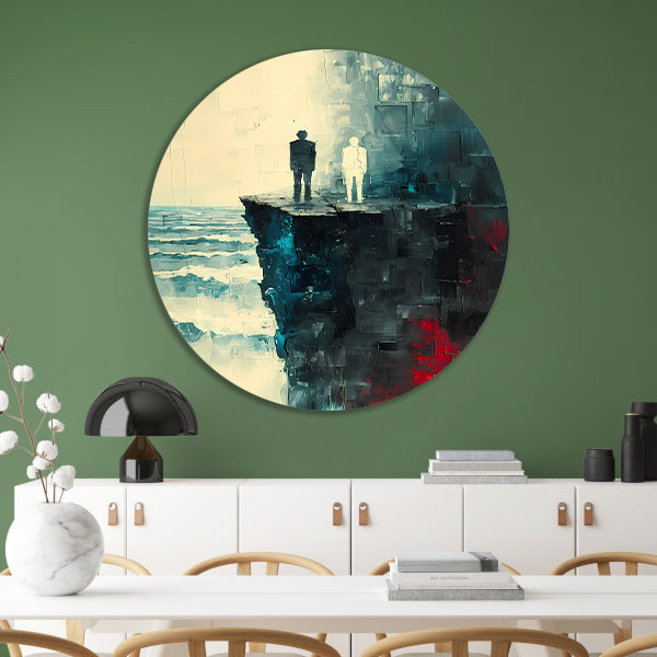 Reflectie aan de rand van vergetelheid aluminium muurcirkel