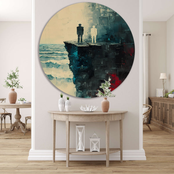 Reflectie aan de rand van vergetelheid aluminium muurcirkel