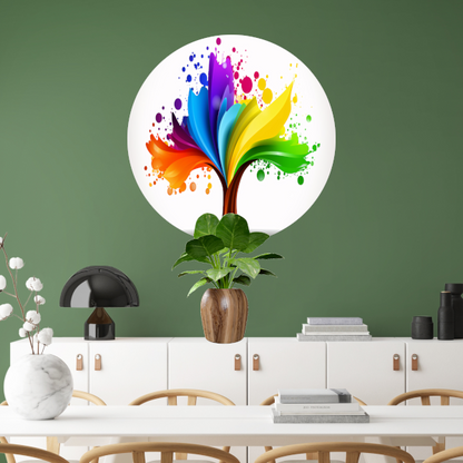 Abstracte Kleurenboom in Spetterend Design forex muurcirkel