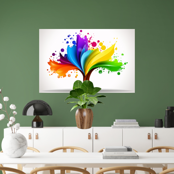 Abstracte Kleurenboom in Spetterend Design acrylglas