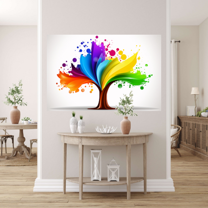 Abstracte Kleurenboom in Spetterend Design acrylglas