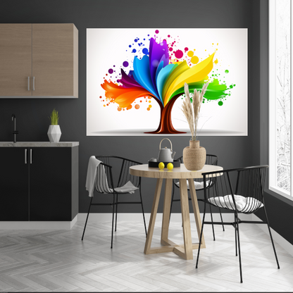 Abstracte Kleurenboom in Spetterend Design acrylglas