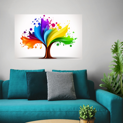 Abstracte Kleurenboom in Spetterend Design acrylglas