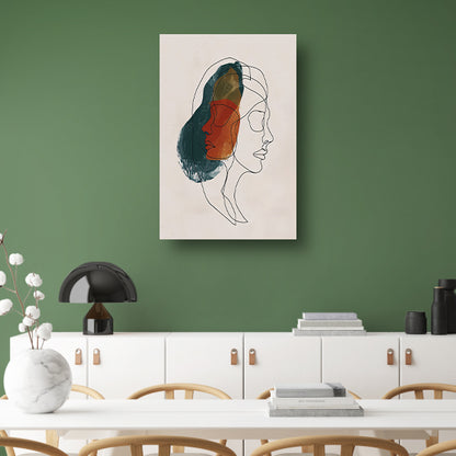 Kleurrijke abstracte lijntekening van gezichten canvas