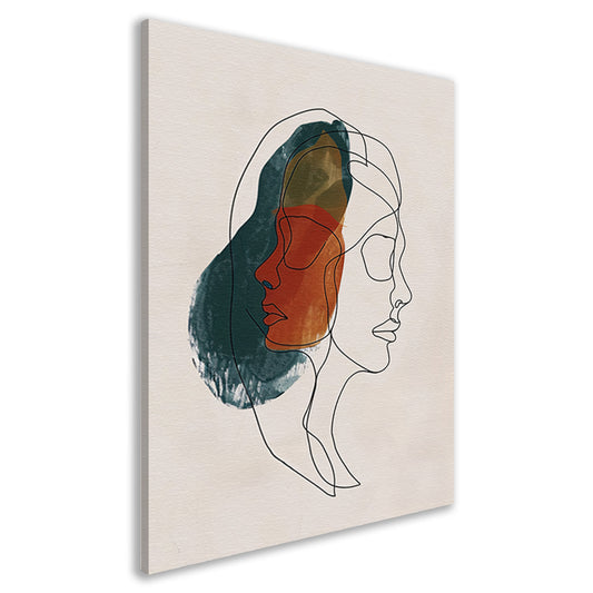 Kleurrijke abstracte lijntekening van gezichten canvas