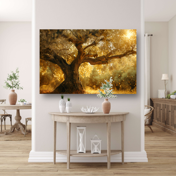 Nachtelijke bomen bij sterrennacht canvas met baklijst
