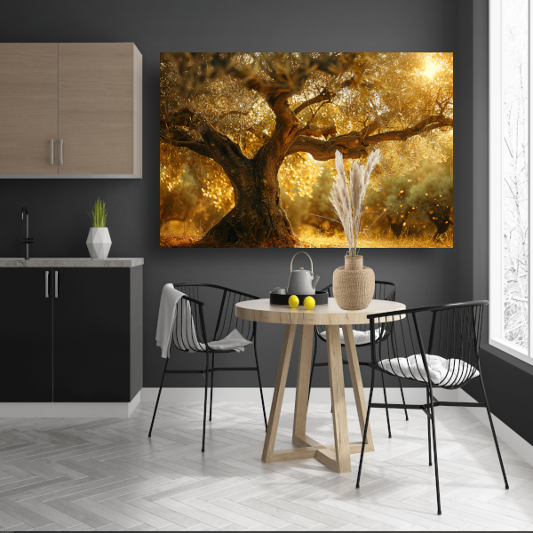 Nachtelijke bomen bij sterrennacht canvas met baklijst