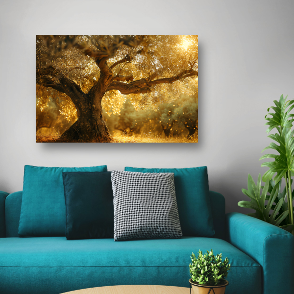 Nachtelijke bomen bij sterrennacht canvas met baklijst