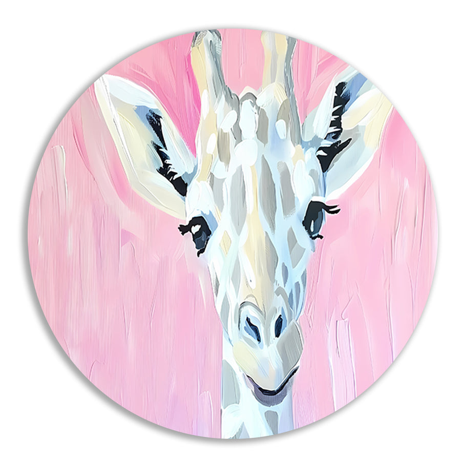 Abstract giraffe schilderij met roze tinten forex muurcirkel