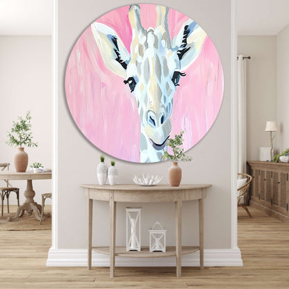 Abstract giraffe schilderij met roze tinten forex muurcirkel
