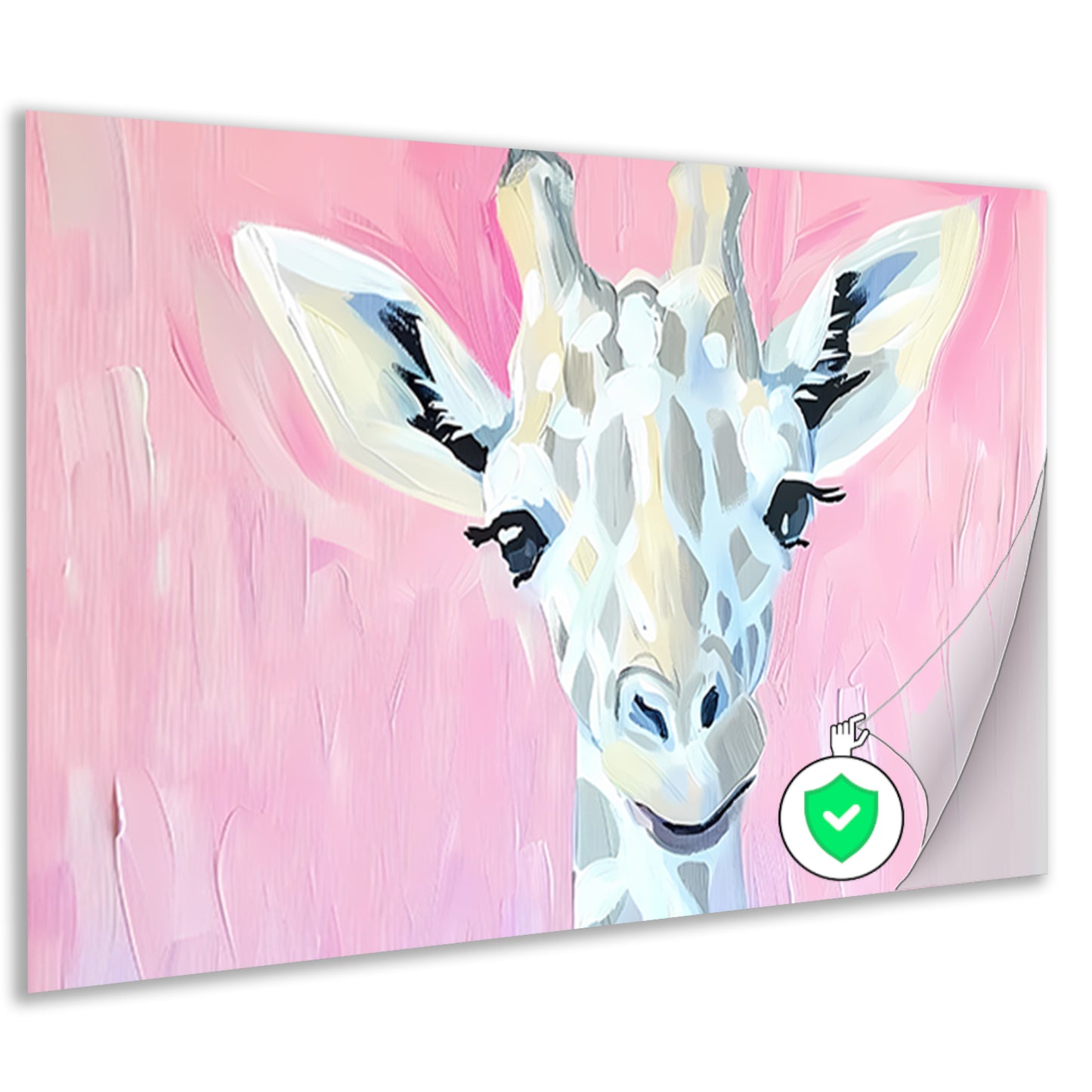 Abstract giraffe schilderij met roze tinten poster