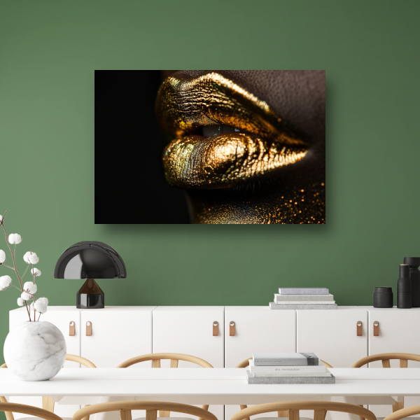 Gouden Lippenstift Op Zwart Fluweel canvas