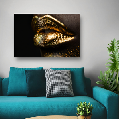 Gouden Lippenstift Op Zwart Fluweel canvas