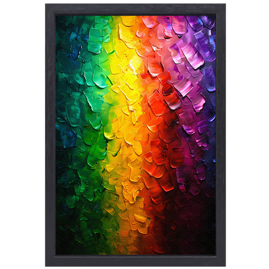 Kleurrijke abstracte textuur met regenboogpalet canvas met baklijst