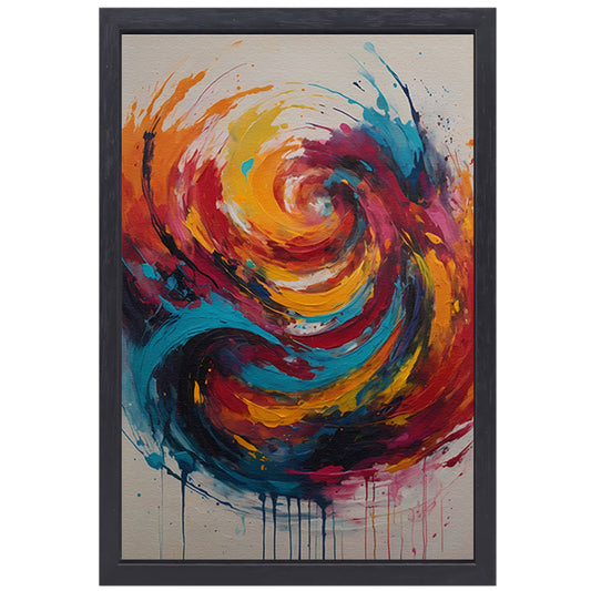 Wervelende Dans van Levendige Kleuren canvas met baklijst
