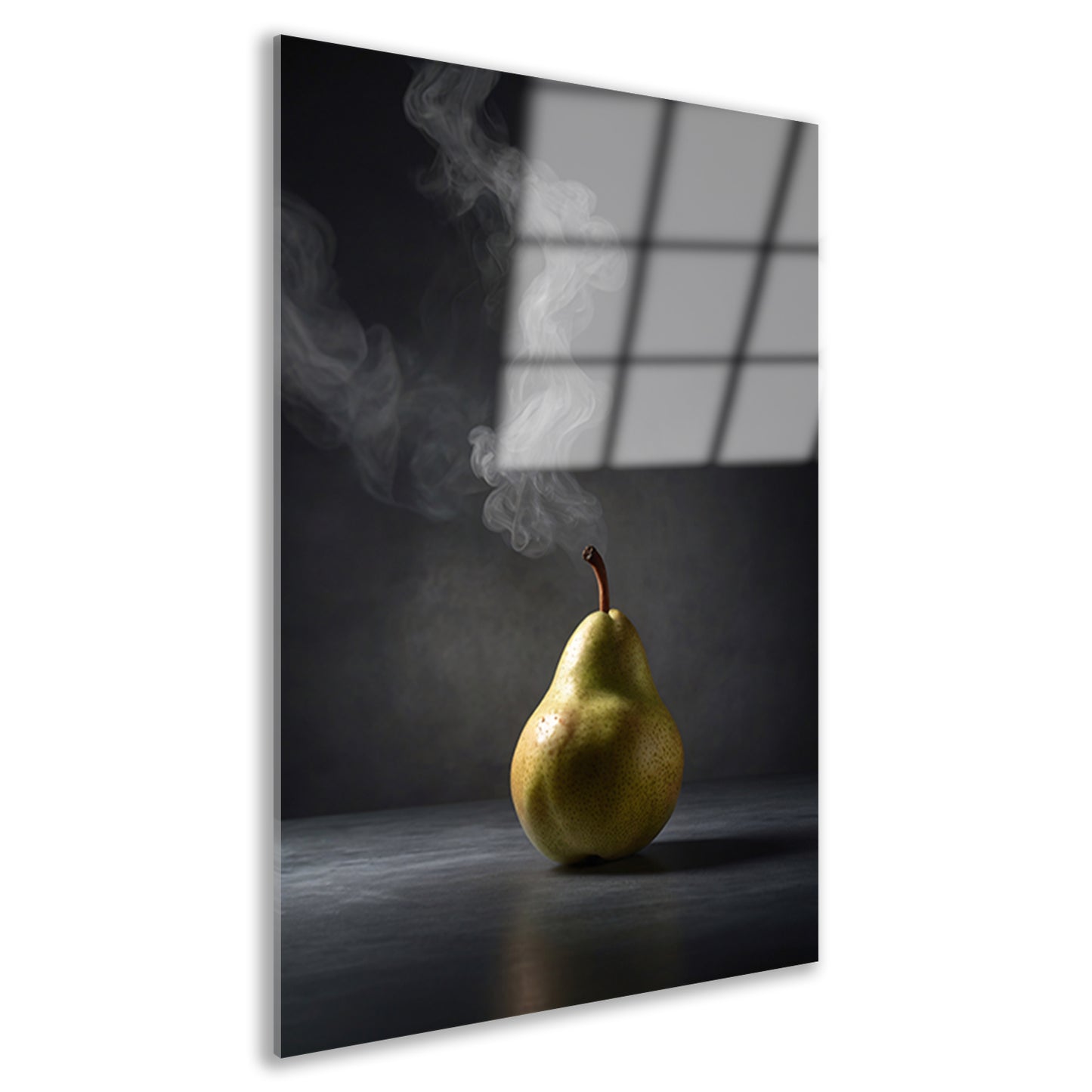 Peer met opstijgende rook op grijze achtergrond acrylglas