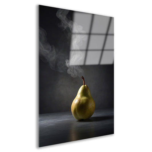 Peer met opstijgende rook op grijze achtergrond acrylglas