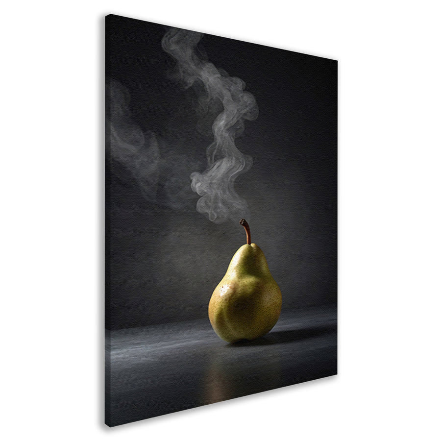 Peer met opstijgende rook op grijze achtergrond canvas