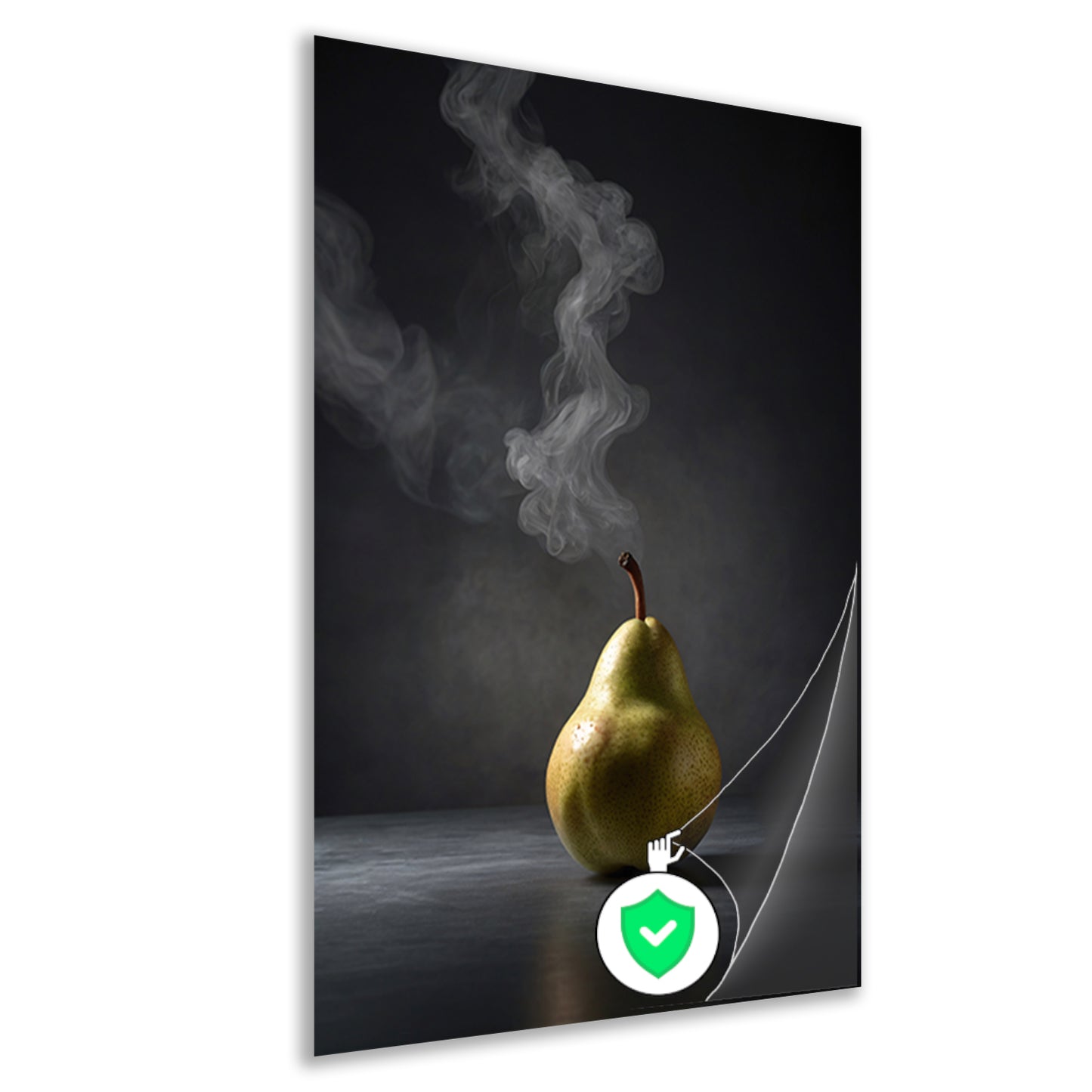 Peer met opstijgende rook op grijze achtergrond poster