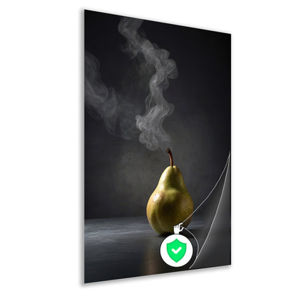 Peer met opstijgende rook op grijze achtergrond poster